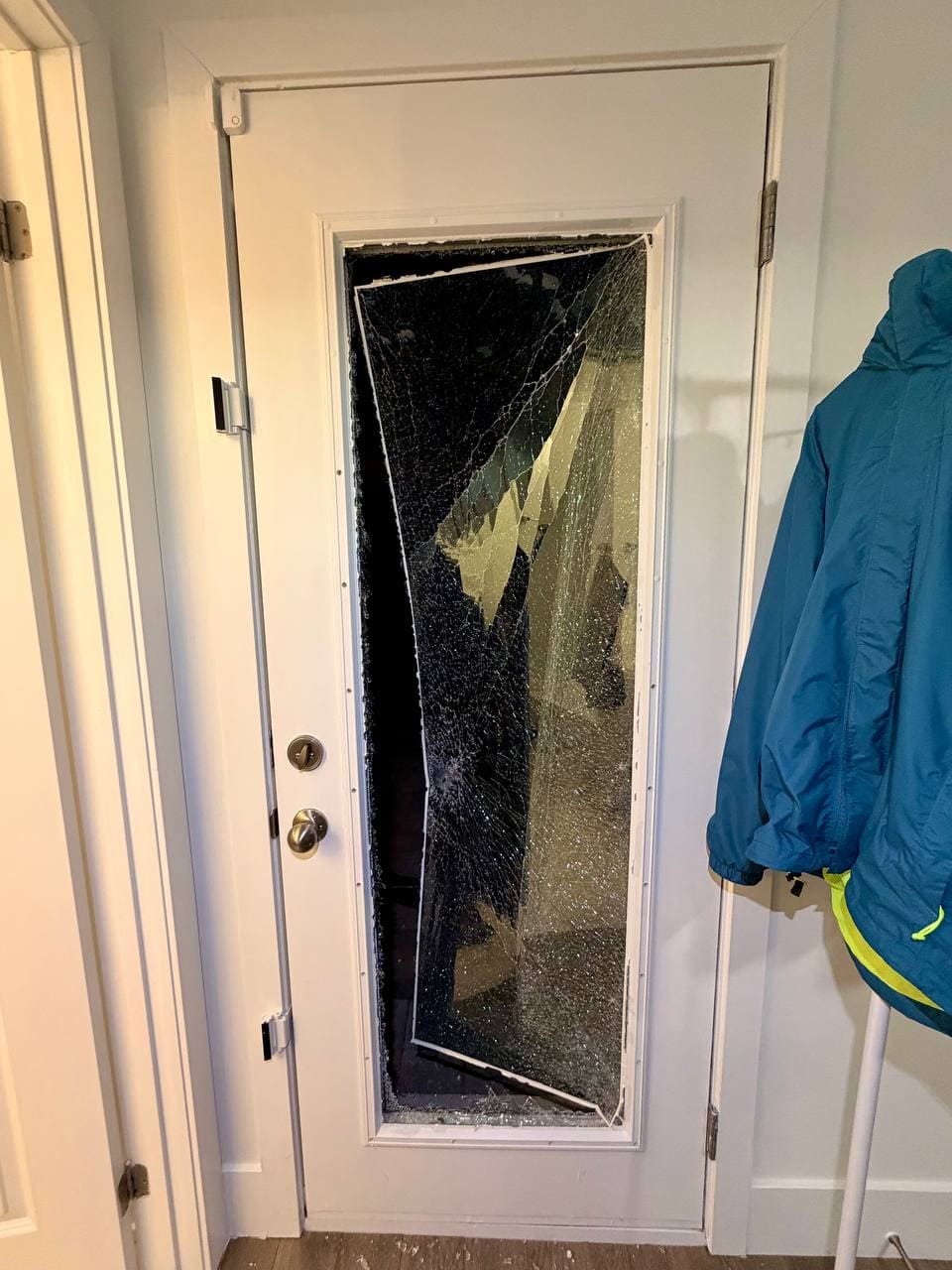 Etobicoke entry door glass before securing