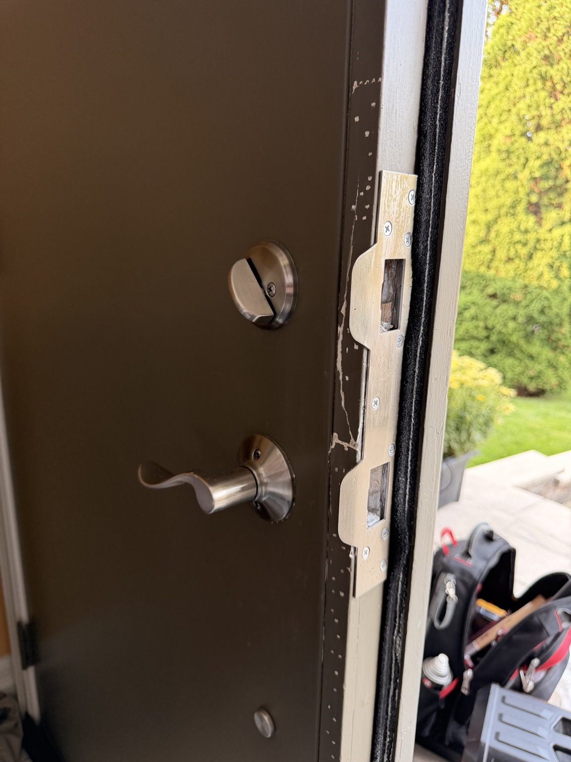 Etobicoke entry door during repair after break-in