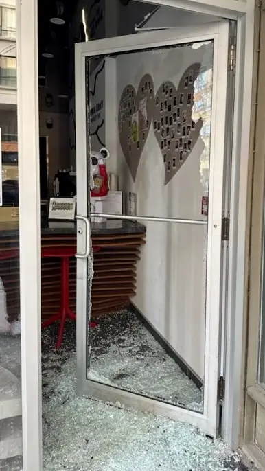 Toronto commercial entry door with shattered glass